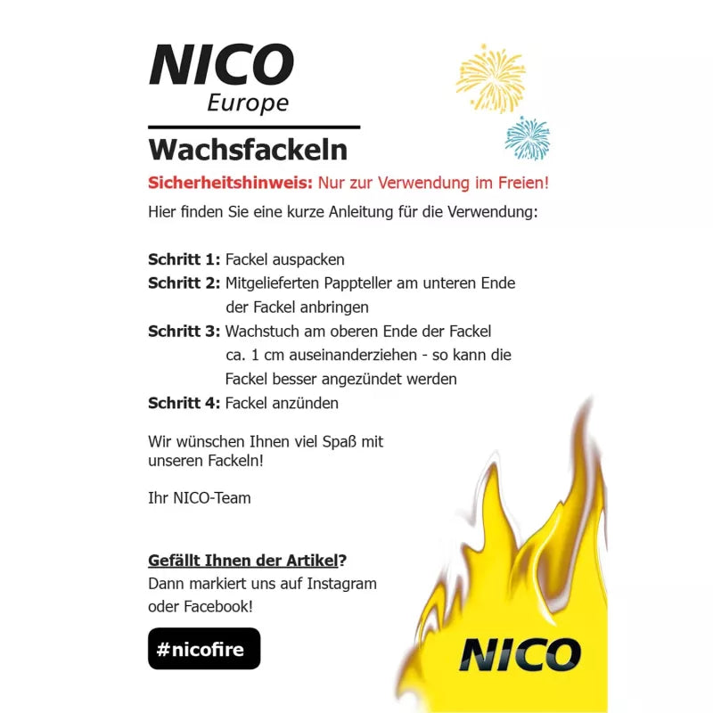 Wachsfackel, 60 cm, 5er-Beutel
