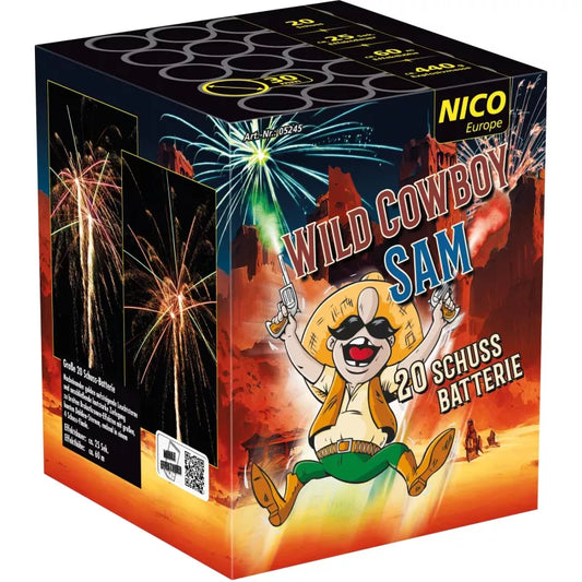 Die Feuerwerks Verpackung der 20 Schuss Batterie "Wild Cowboy Sam"